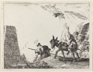 The Flight with Obelisk at the Left by Giovanni Domenico Tiepolo