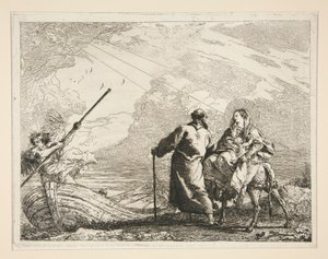 The Holy Family Arrives at the Edge of a River, from the Series Idee Pittoresche Sopra la Fuga in Egitto (Flight into Egypt) by Giovanni Domenico Tiepolo