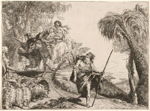 The Holy Family Descending a Path near Shepherds by Giovanni Domenico Tiepolo