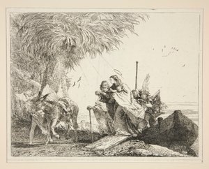 The Holy Family Disembarking, from the Series Idee Pittoresche Sopra la Fuga in Egitto (Flight into Egypt) by Giovanni Domenico Tiepolo