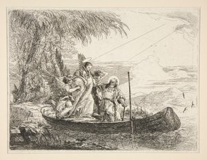 The Holy Family Enters a Boat, from the series Idee pittoresche sopra la fuga in Egitto by Giovanni Domenico Tiepolo