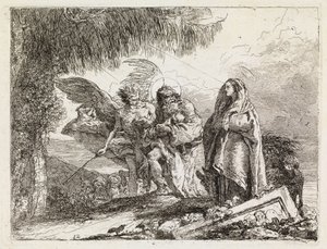 The Holy Family Escorted by an Angel (The Flight into Egypt XII) by Giovanni Domenico Tiepolo