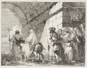 The Holy Family Leaving by a City Gate, Plate Seven from The Flight into Egypt by Giovanni Domenico Tiepolo