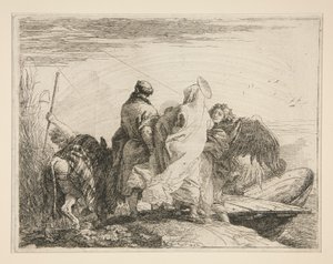 The Holy Family Leaving the Bank of the River, from the series Flight into Egypt by Giovanni Domenico Tiepolo