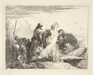 The Holy Family by a River, from the series Idee pittoresche sulla fuga in Egitto (Flight into Egypt) by Giovanni Domenico Tiepolo