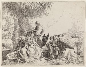 The Rest on the Flight, with Adoring Angels by Giovanni Domenico Tiepolo