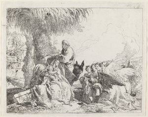 The Rest on the Flight, with Adoring Angels by Giovanni Domenico Tiepolo
