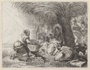 The Rest on the Flight with Joseph in Adoration by Giovanni Domenico Tiepolo
