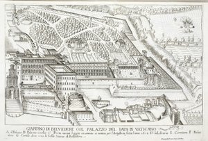 View of the Belvedere Gardens in the Papal Palace, Vatican by Giovanni Domenico de