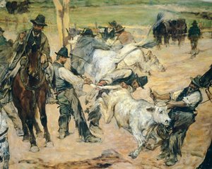 Branding of Young Bulls in Maremma (detail) by Giovanni Fattori