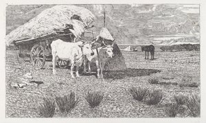 Oxen Yoked to the Cart (Maremma) by Giovanni Fattori