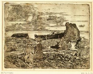 Sailors Resting (etching) by Giovanni Fattori