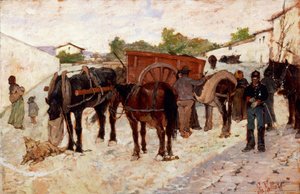 Stopping in Maremma or Scene of Country Life by Giovanni Fattori (1825-1908) by Giovanni Fattori