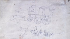 Two Carts and Two Soldiers by Giovanni Fattori