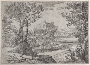 A Family Seated by a River, 1643 by Giovanni Francesco Grimaldi