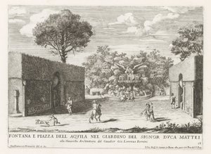Fountain with Eagle in the Gardens of Villa Celimontana in Rome (Le fontane ne palazzi e ne giardini di Roma) by Giovanni Francesco Venturini