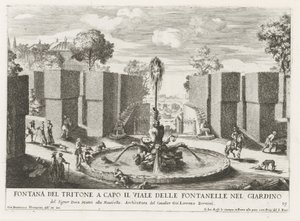 Fountain with Triton in the Gardens of Villa Celimontana in Rome by Giovanni Francesco Venturini