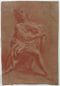 Kneeling Man, for an Adoration of the Shepherds, 1601-1650 by Giovanni Giacomo Barbelli