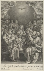 The Virgin with Apostles Looking Up Towards the Holy Dove and Two Angels, after Reni by Giovanni Girolamo Frezza