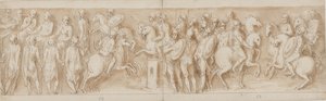 Sarmatians Before the Imperial Council; Surrounded by Guards, Marcus Aurelius and Pompeius on Horseback Watch a Skirmish; German Nobles Bringing a Message