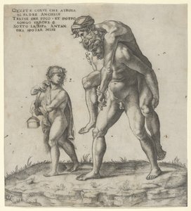 Aeneas Rescuing Anchises, a Young Boy Carrying a Lantern at Left