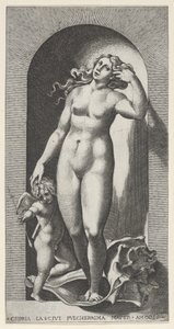 Plate 10: Venus in a niche, standing on a conch shell, with Cupid to her right
