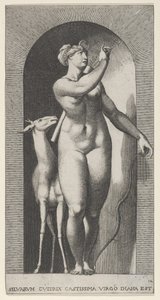 Plate 12: Diana Standing in a Niche, Twisting to Her Left and Pulling an Arrow by Giovanni Jacopo Caraglio