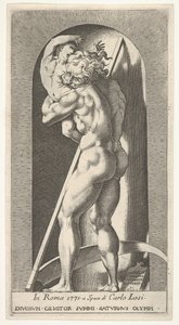 Plate 1: Saturn in a Niche Devouring His Son, Standing Before a Scythe
