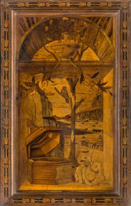 Lignaean Canonical Choir, Inlaid by Giovanni Maria Platina 1484, Superior Stall by Giovanni Maria Platina