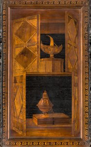 Lignaean Canonical Choir, Inlaid by Giovanni Maria Platina 1484, Superior Stall by Giovanni Maria Platina
