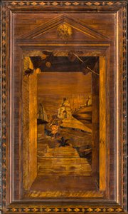 Lignaean Canonical Choir, Inlaid by Giovanni Maria Platina (1484), Superior Stall by Giovanni Maria Platina