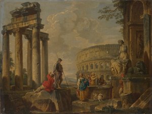 The Coliseum Amongst Roman Ruins by Giovanni Paolo Panini