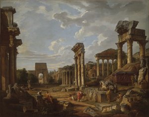 A Capriccio of the Roman Forum by Giovanni Paolo Pannini