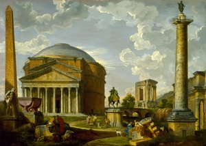 Fantasy View with the Pantheon and other Monuments of Ancient Rome by Giovanni Paolo Pannini