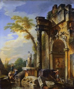 Ruins of a Triumphal Arch in the Roman Campagna, 1717-1719 by Giovanni Paolo Pannini