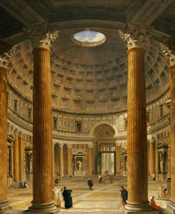The Interior of the Pantheon, Rome, looking North from the Main Altar to the Entrance, 1732 by Giovanni Paolo Pannini