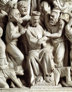Detail of the Reliefs of the Chair by Giovanni Pisano: Jesus Mocked (Detail)
