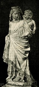 Madonna and Child, statue by Giovanni Pisano, Prato Cathedral, woodcut from Le cento citta d