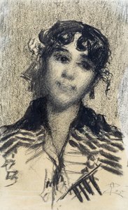 Head of Woman by Giovanni Segantini