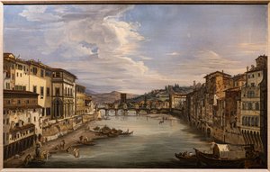 View of the Arno from Ponte Vecchio toward the Alle Grazie Bridge