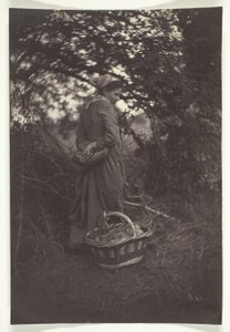 Woman Standing with Basket on Ground by Giraudon