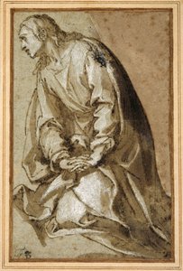 A young saint kneeling in prayer by Girolamo (circle of) Muziano
