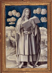Full-length portrait of the Greek philosopher Aristotle (384-322 BC) by Girolamo Mocetto