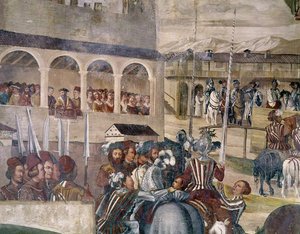 Tournament in Honour of Christian I of Denmark at Castello di Malpaga (detail) by Girolamo Romanino