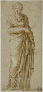 Standing Draped Female Figure by Girolamo da Carpi
