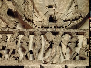 West Portal tympanum depicting the Last Judgement (detail) by Gislebertus