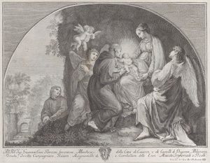 Adoration of Christ by Saint Francis by Giuliano Giampiccoli