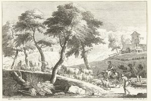 Hilly Landscape with Shepherds and Cattle