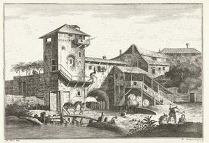 House with Tower by Water
