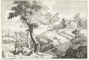 Landscape with Flute Players by a Tree (Italian Landscapes) by Giuliano Giampiccoli